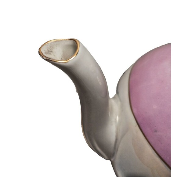 Antique G.H.O. Greiner & Herda Bavaria Lusterware Teapot Blue Pink Germany - Picture 7 of 13